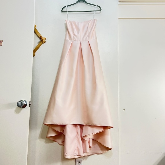 Alfred Sung D699 Strapless High Low Satin Gown - Picture 2 of 12